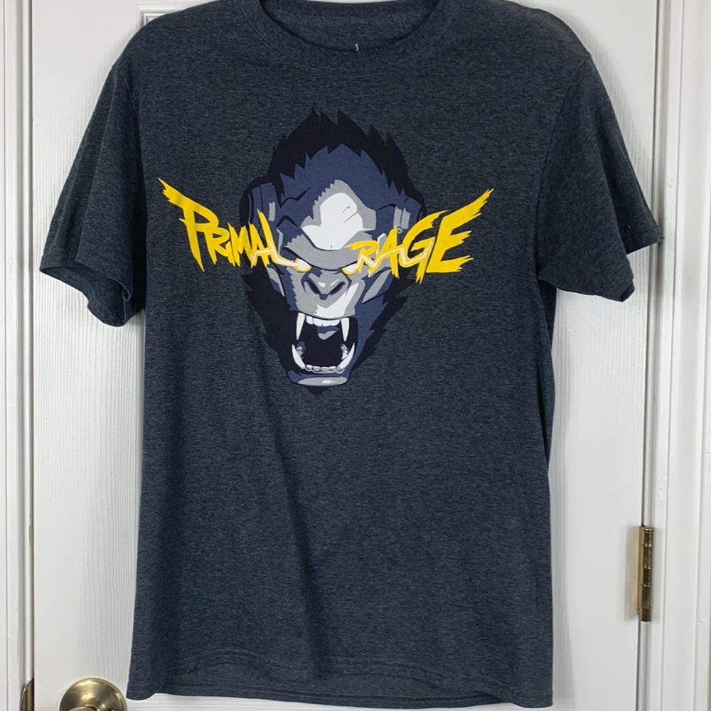 Overwatch Loot Crate Heather dark grey short sleeved tee shirt size small. Ape